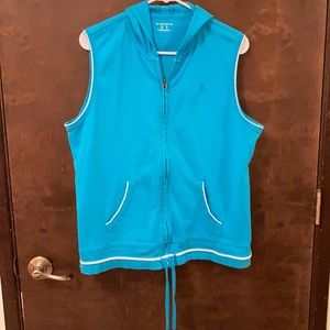 Liz Claiborne Turquoise Cotton Knit Vest w/Hood